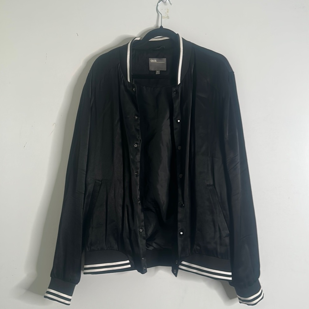 ASOS black boomer satin jacket size XL